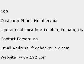 192 Phone Number Customer Service