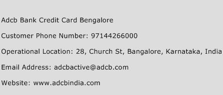 ADCB Bank Credit Card Bengalore Phone Number Customer Service