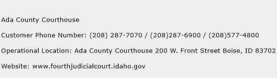 Ada County Courthouse Phone Number Customer Service