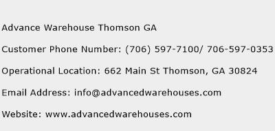 Advance Warehouse Thomson GA Phone Number Customer Service
