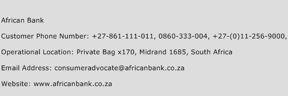 African Bank Phone Number Customer Service