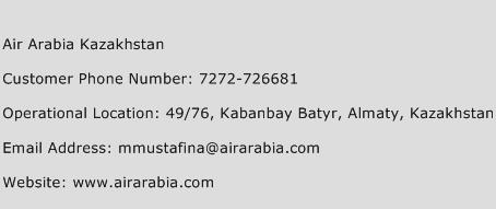Air Arabia Kazakhstan Phone Number Customer Service