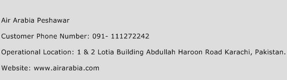Air Arabia Peshawar Phone Number Customer Service