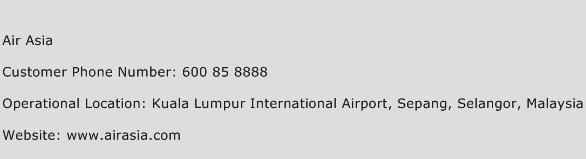 Air Asia Phone Number Customer Service