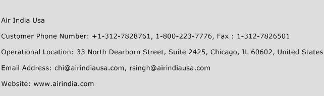 Air India Usa Phone Number Customer Service