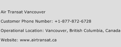 Air Transat Vancouver Phone Number Customer Service