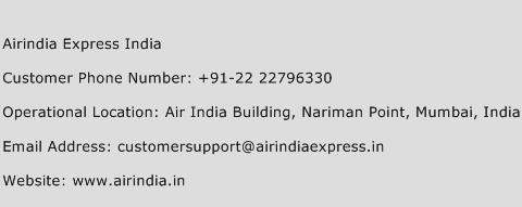 Airindia Express India Phone Number Customer Service