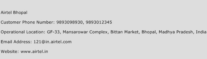 Airtel Bhopal Phone Number Customer Service