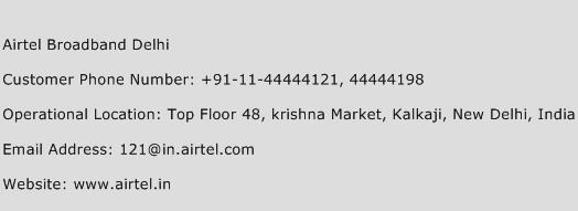Airtel Broadband Delhi Phone Number Customer Service