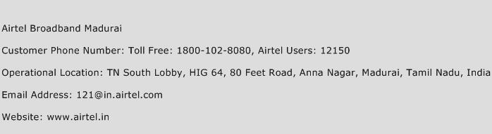 Airtel Broadband Madurai Phone Number Customer Service