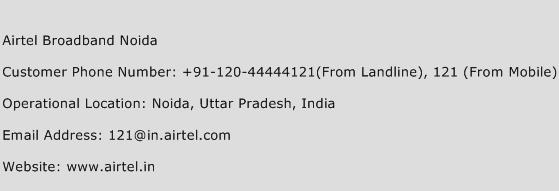 Airtel Broadband Noida Phone Number Customer Service