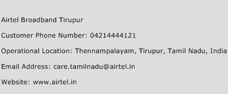 Airtel Broadband Tirupur Phone Number Customer Service