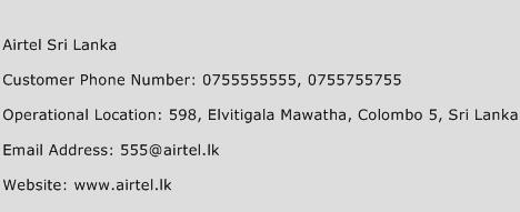 Airtel Sri Lanka Phone Number Customer Service