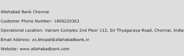 Allahabad Bank Chennai Phone Number Customer Service
