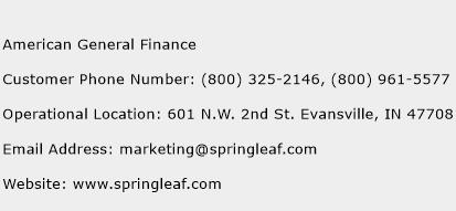 American General Finance Phone Number Customer Service