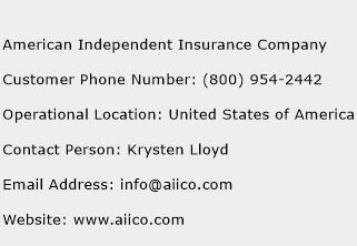 American Independent Insurance Company Phone Number Customer Service