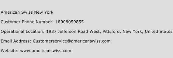 American Swiss New York Phone Number Customer Service