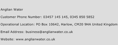 Anglian Water Phone Number Customer Service