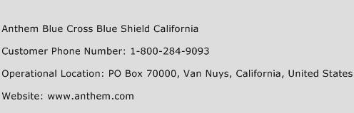 Anthem Blue Cross Blue Shield California Phone Number Customer Service