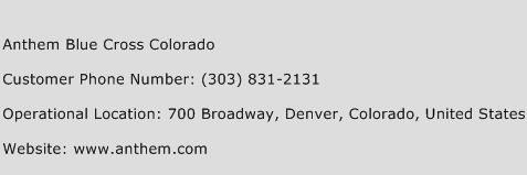 Anthem Blue Cross Colorado Phone Number Customer Service
