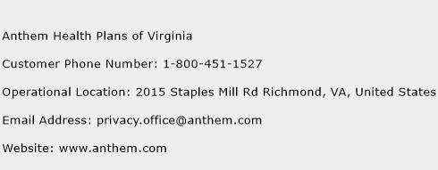Anthem Health Plans of Virginia Number | Anthem Health ...