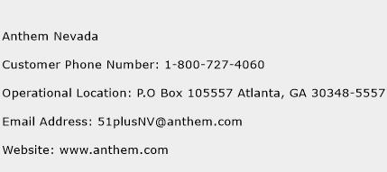 Anthem Nevada Phone Number Customer Service