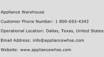 Appliance Warehouse Phone Number Customer Service