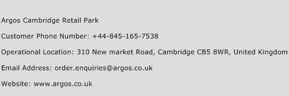 Argos Cambridge Retail Park Phone Number Customer Service