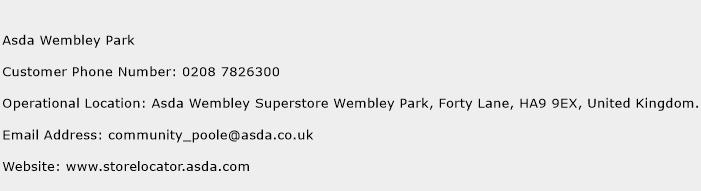 Asda Wembley Park Phone Number Customer Service