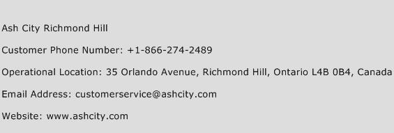 Ash City Richmond Hill Phone Number Customer Service