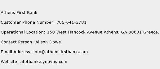 Athens First Bank Phone Number Customer Service
