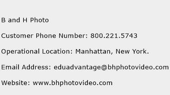 B and H Photo Phone Number Customer Service