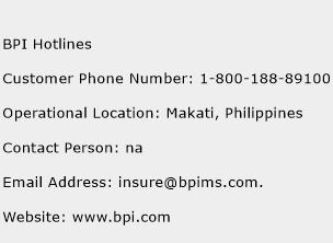 BPI Hotlines Phone Number Customer Service