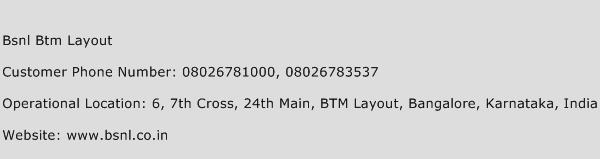 BSNL BTM Layout Phone Number Customer Service