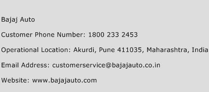 Bajaj Auto Phone Number Customer Service