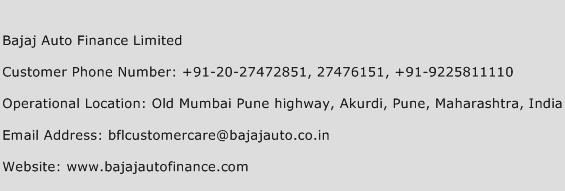 Bajaj Auto Finance Limited Phone Number Customer Service