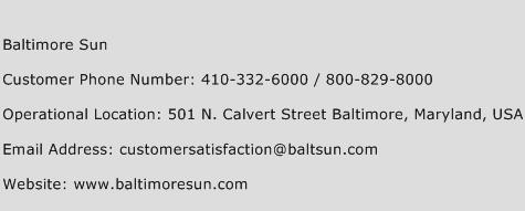 Baltimore Sun Phone Number Customer Service