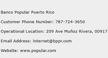 Banco Popular Puerto Rico Phone Number Customer Service