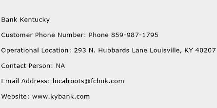 Bank Kentucky Phone Number Customer Service