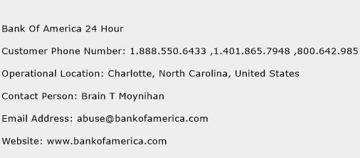 Bank Of America 24 Hour Contact Number Bank Of America 24 Hour   Bank Of America 24 Hour Customer Service Number 46206 