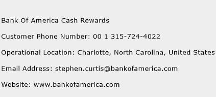 Bank Of America Cash Rewards Phone Number Customer Service
