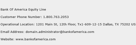 Bank Of America Equity Line Phone Number Customer Service