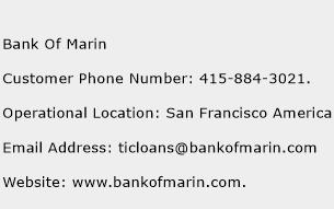 Bank Of Marin Phone Number Customer Service
