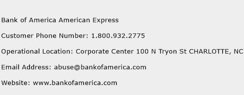Bank of America American Express Phone Number Customer Service