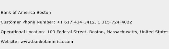 Bank of America Boston Phone Number Customer Service