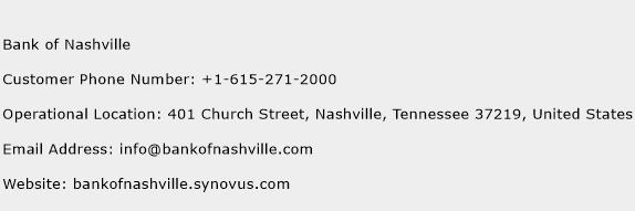 Bank of Nashville Phone Number Customer Service