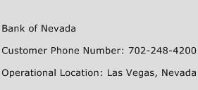 Bank of Nevada Phone Number Customer Service