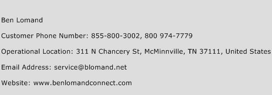 Ben Lomand Phone Number Customer Service