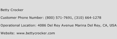 Betty Crocker Phone Number Customer Service