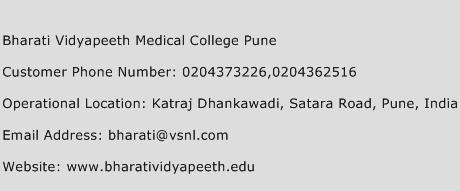 Bharati Vidyapeeth Medical College Pune Phone Number Customer Service
